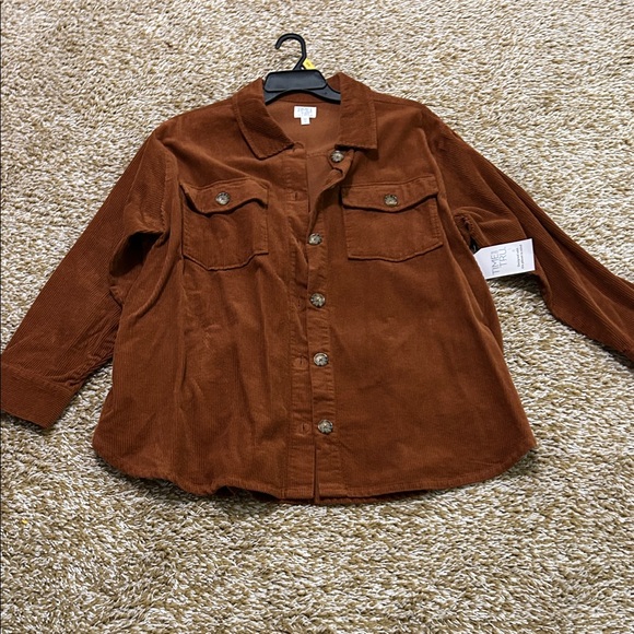 Time and Tru Jackets & Blazers - Time and Tru Rust Corduroy Button-Up Shacket